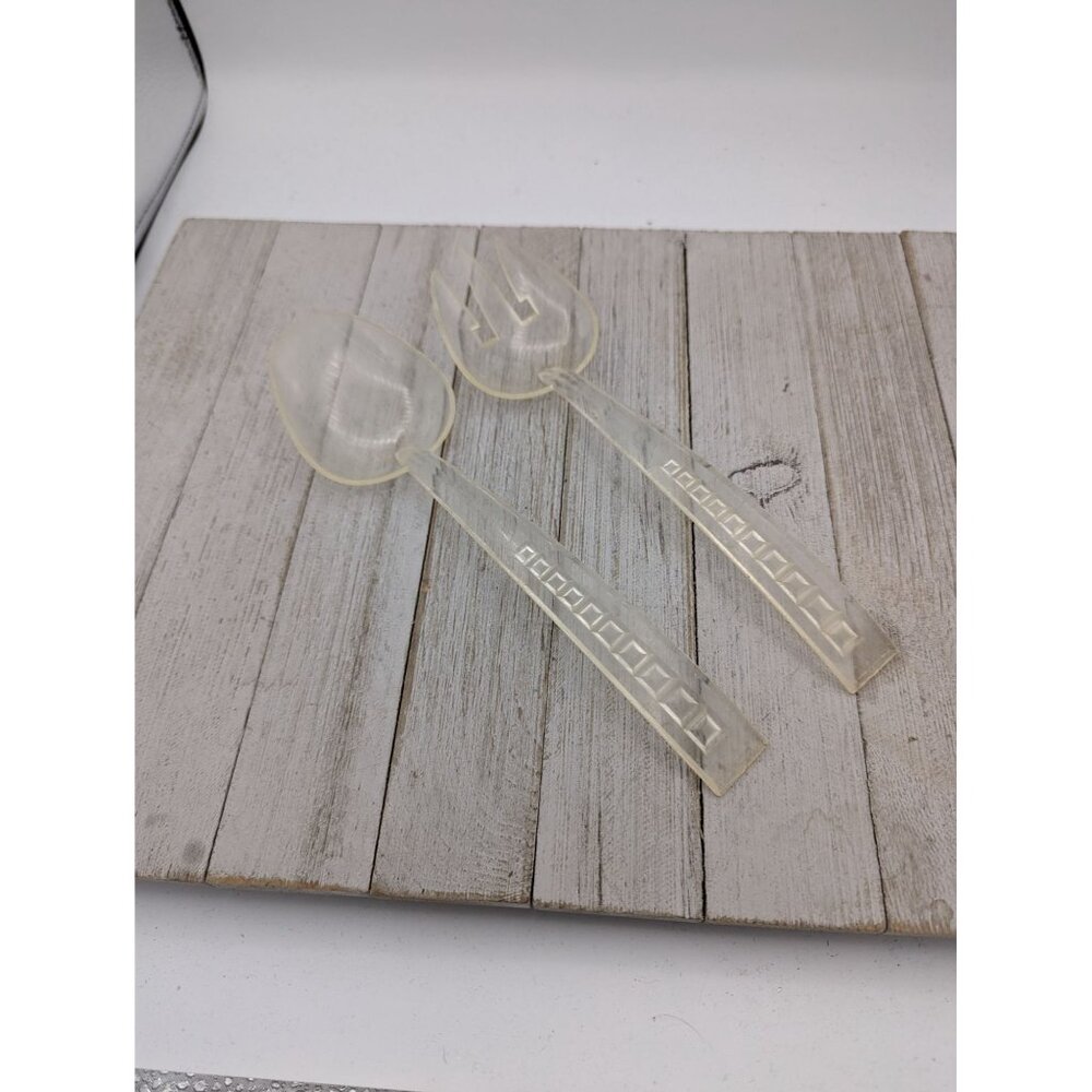 Clear Plastic Salad Spoons Sporks Serving Utensil 9" Tongs